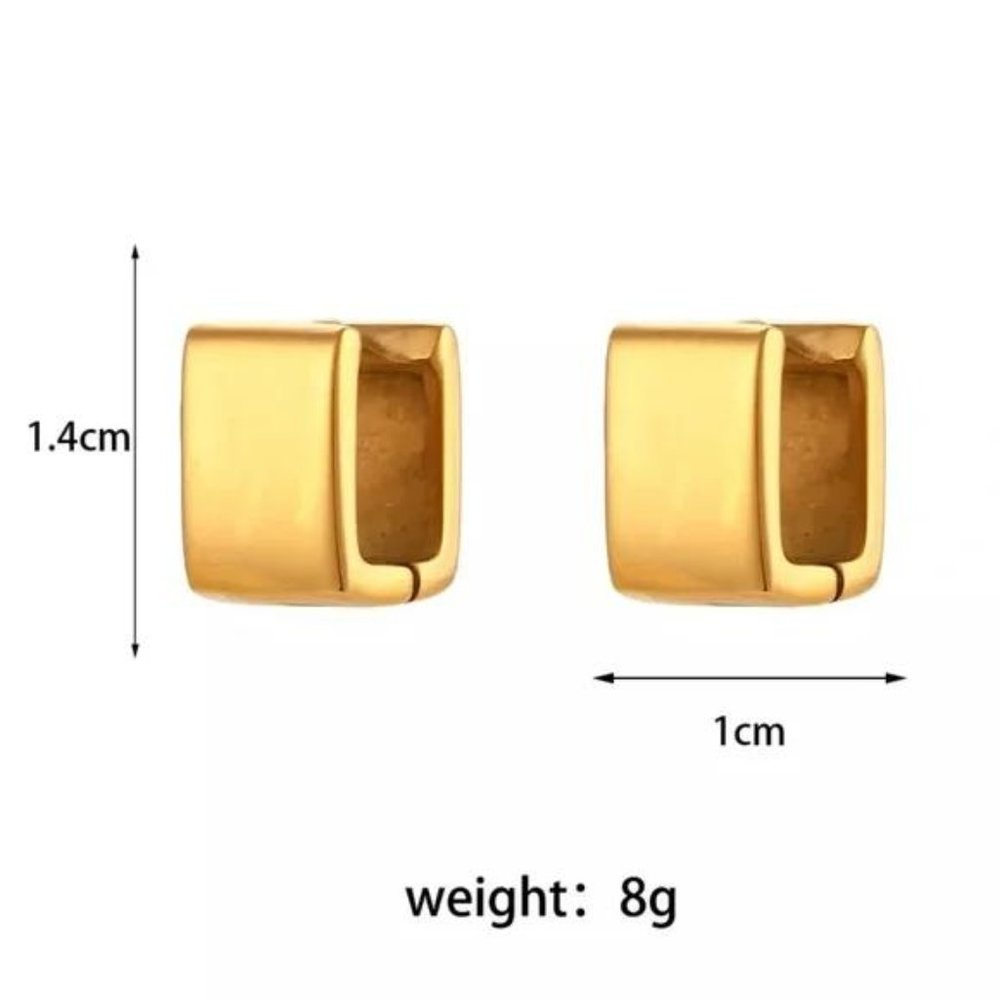 New Minimalist Square 18k Gold Huggies Earring, NICE EARRINGS, CUTE EARRINGS - Picture 7 of 7